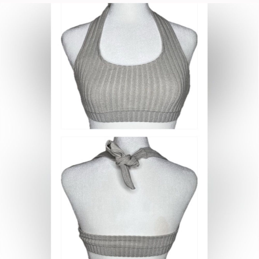 Solid & Striped Reagan Solid Rib Silver Halter Bi… - image 5